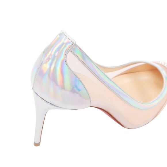 CHRISTIAN LOUBOUTIN Galavati Strass silver iridescent mesh crystal heels EU36.5 - Picture 9 of 10